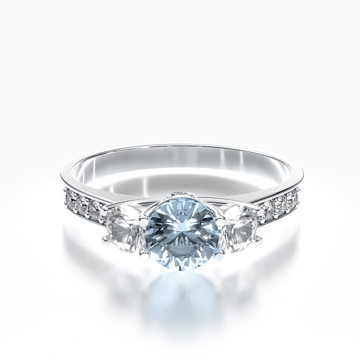 Dream engagement ring: white gold, aquamarine