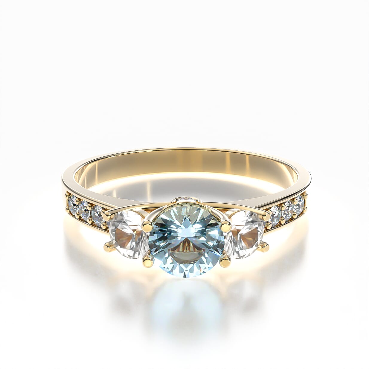 Dream engagement ring: gold, aquamarine