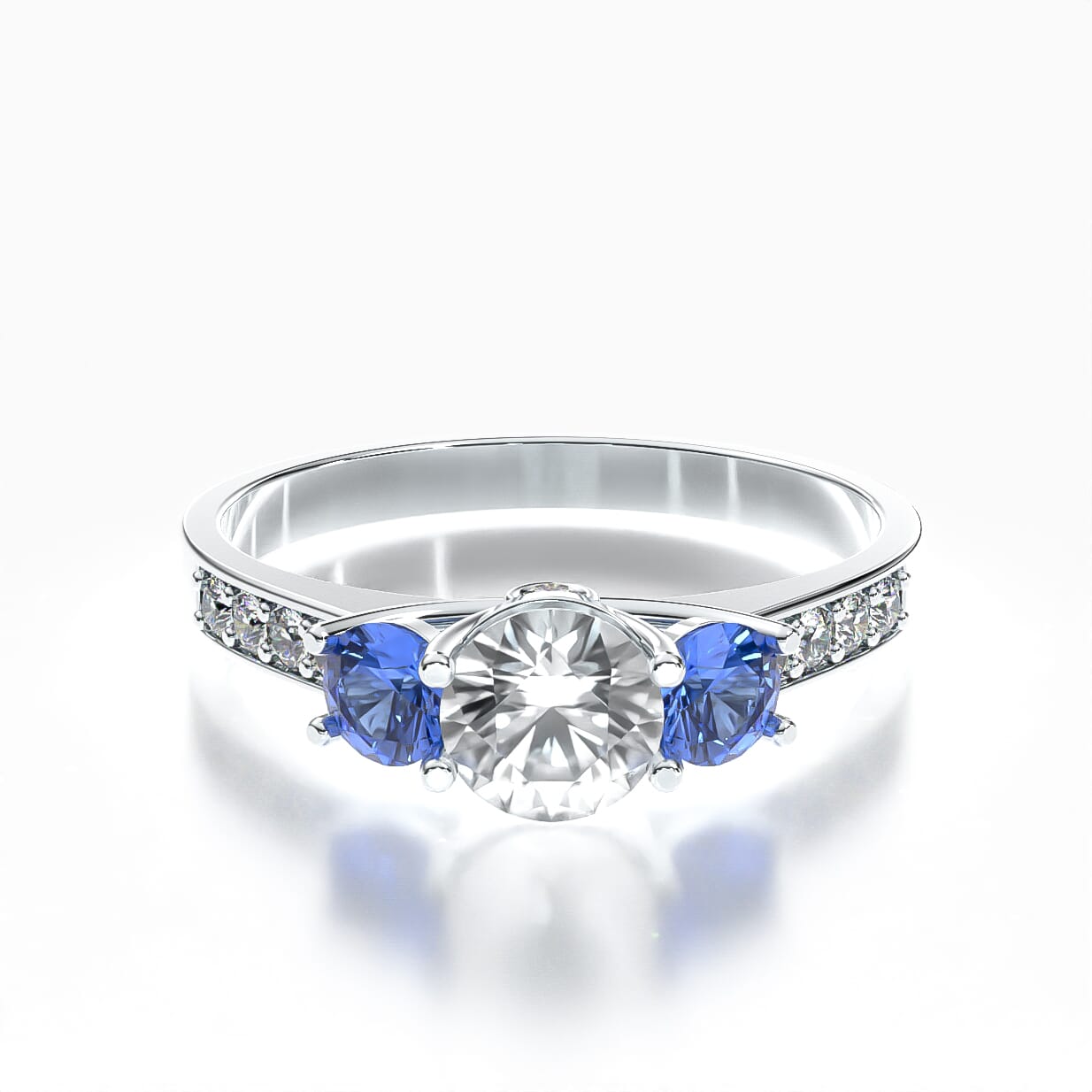 Pierścionek zaręczynowy Dream: białe złoto, biały szafir