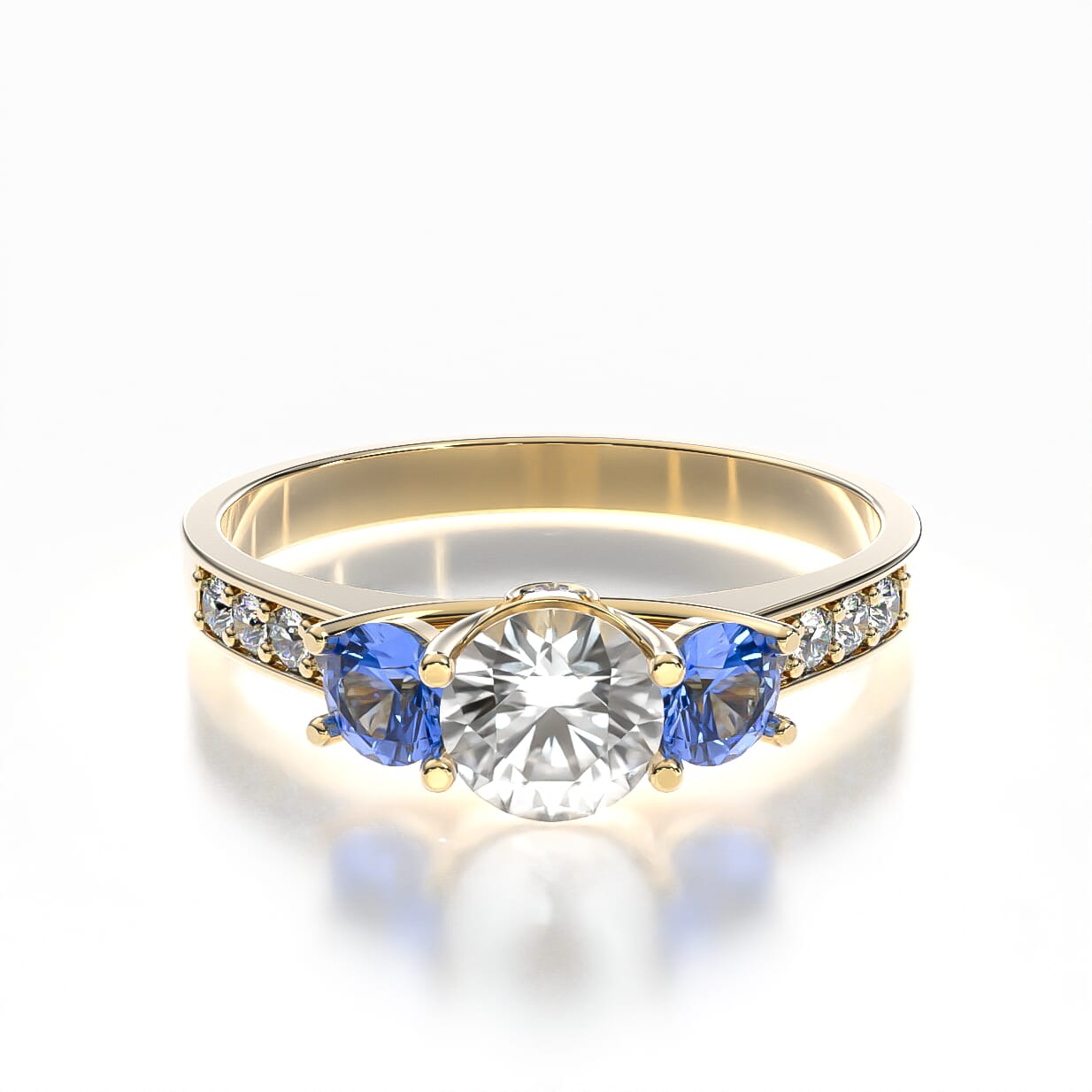 Pierścionek zaręczynowy Dream: złoty, biały szafir