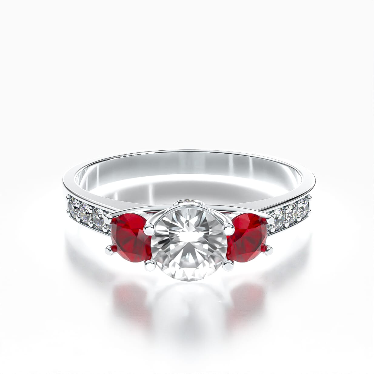 Pierścionek zaręczynowy Dream: białe złoto, biały szafir 0,3 ct