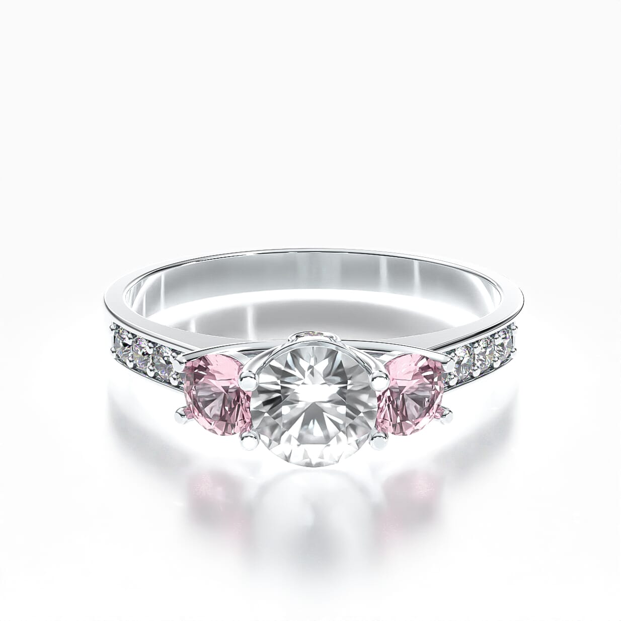 Pierścionek zaręczynowy Dream: białe złoto, biały szafir