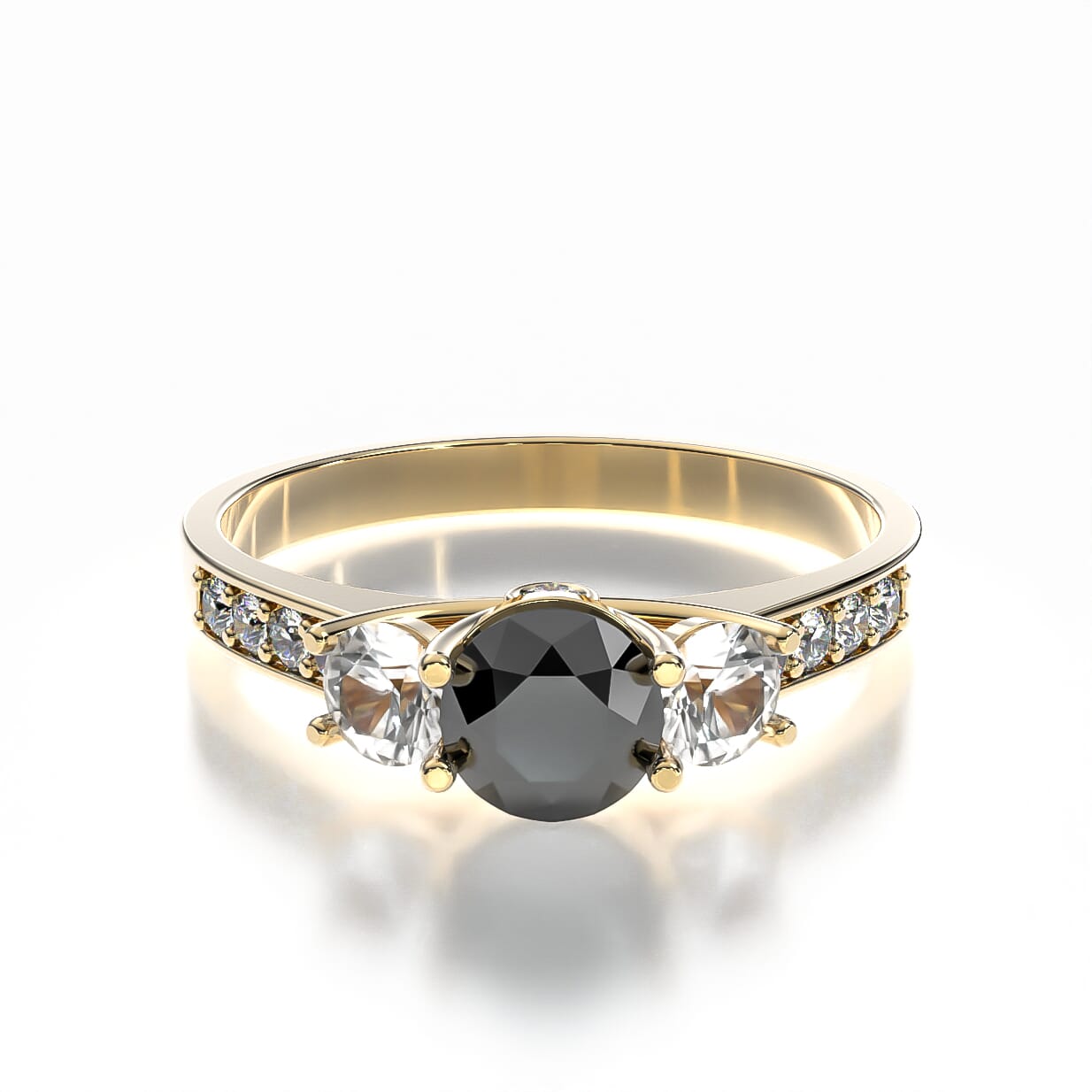 Pierścionek zaręczynowy Dream: złoty, czarny diament 0,30 ct