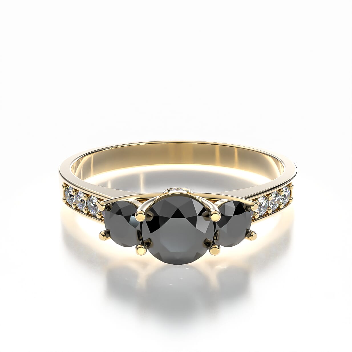 Pierścionek zaręczynowy Dream: złoty, czarny diament 0,30 ct