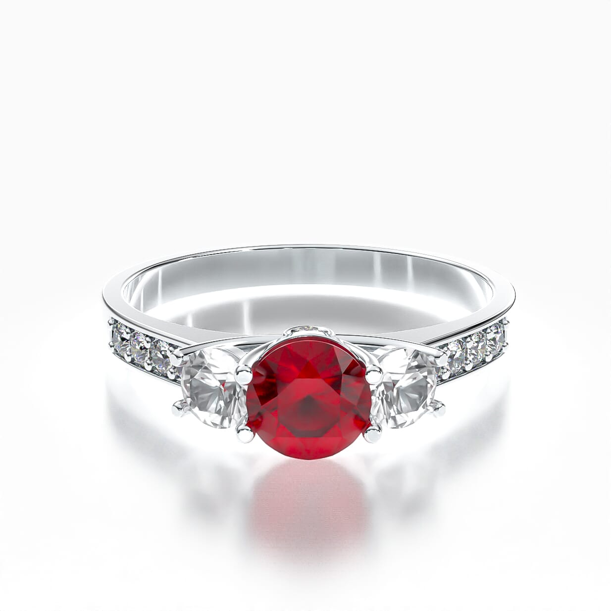 Pierścionek zaręczynowy Dream: białe złoto, rubin