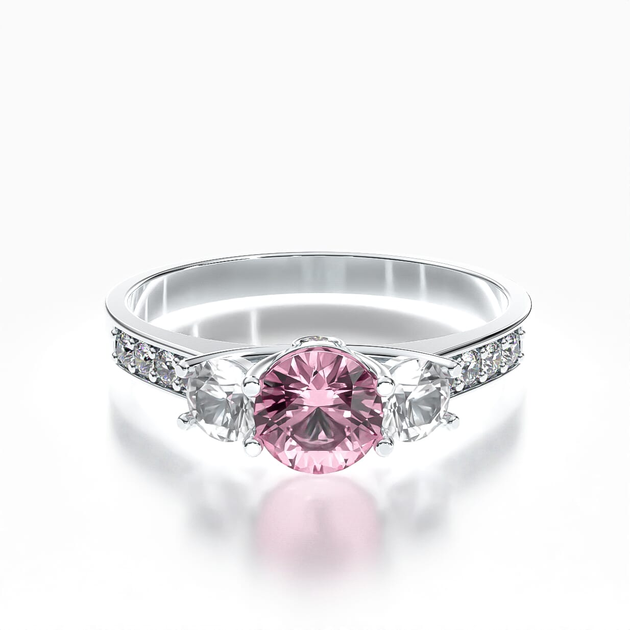 Pierścionek zaręczynowy Dream: białe złoto, różowy szafir