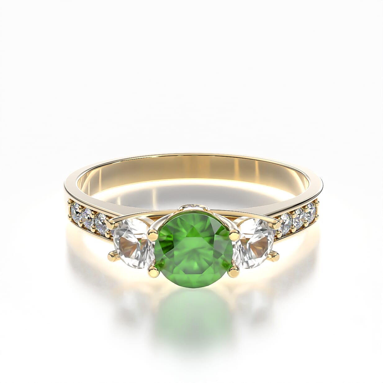 Pierścionek zaręczynowy Dream: złoty, szmaragd