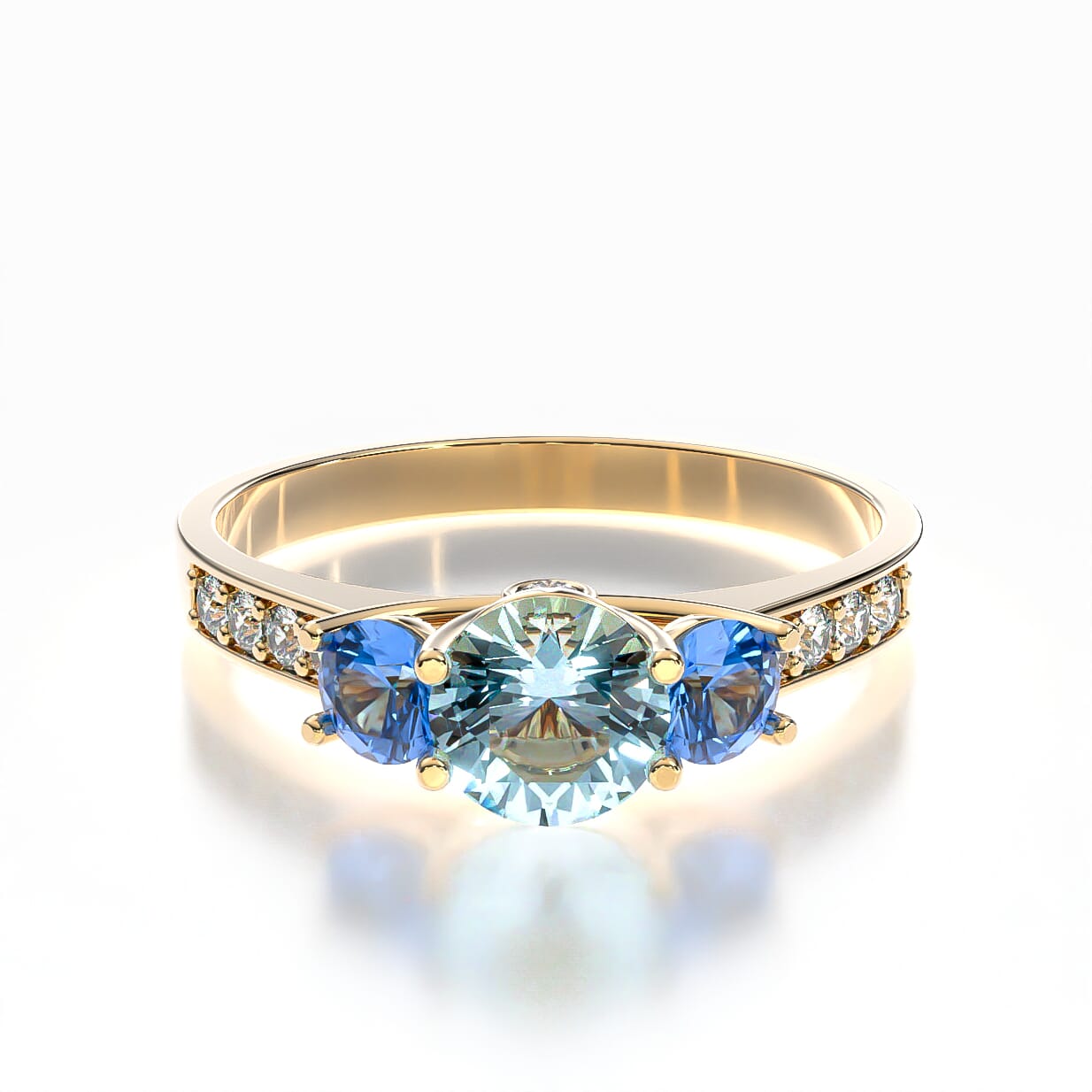 Pierścionek zaręczynowy Dream: złoty, akwamaryn