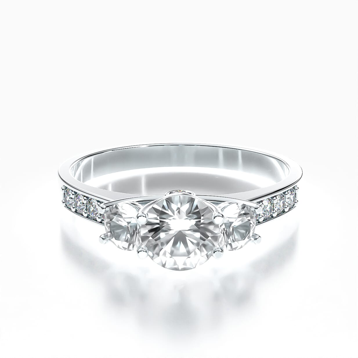 Verlobungsring Dream: Weißgold, Weißer Saphir