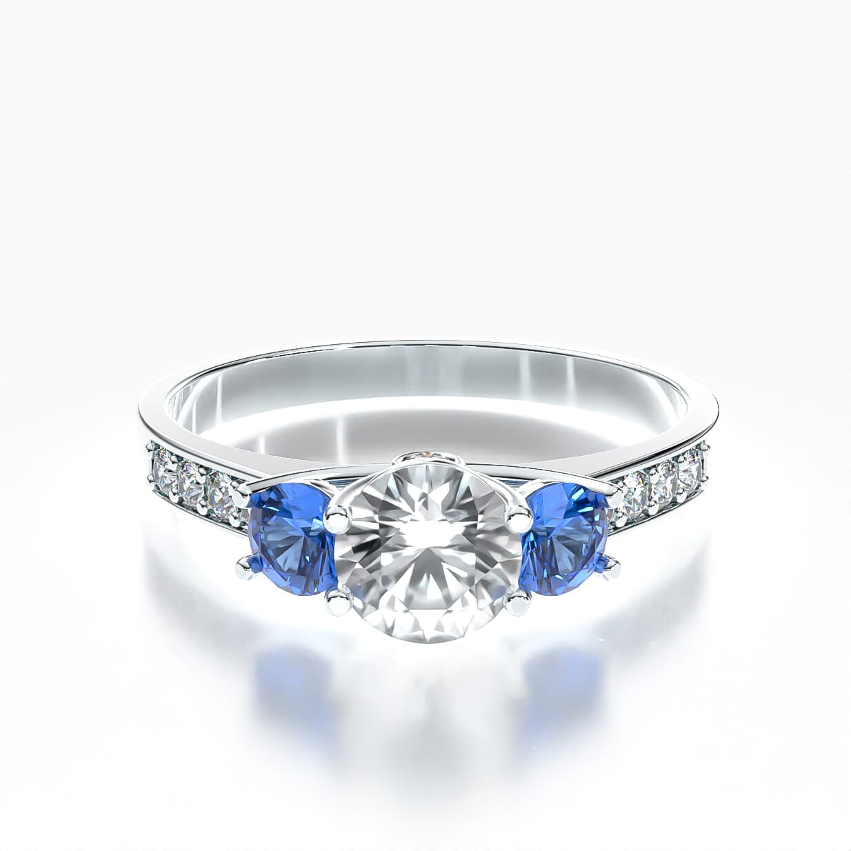 Pierścionek zaręczynowy Dream: białe złoto, biały szafir