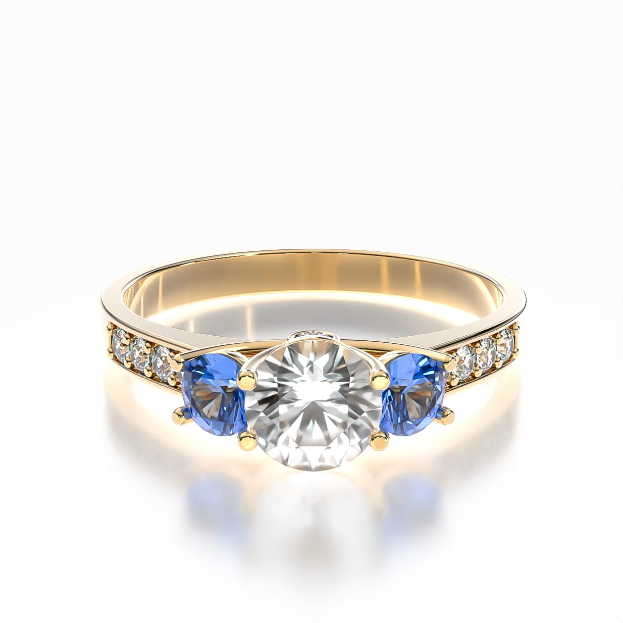 Pierścionek zaręczynowy Dream: złoty, biały szafir 0,50 ct