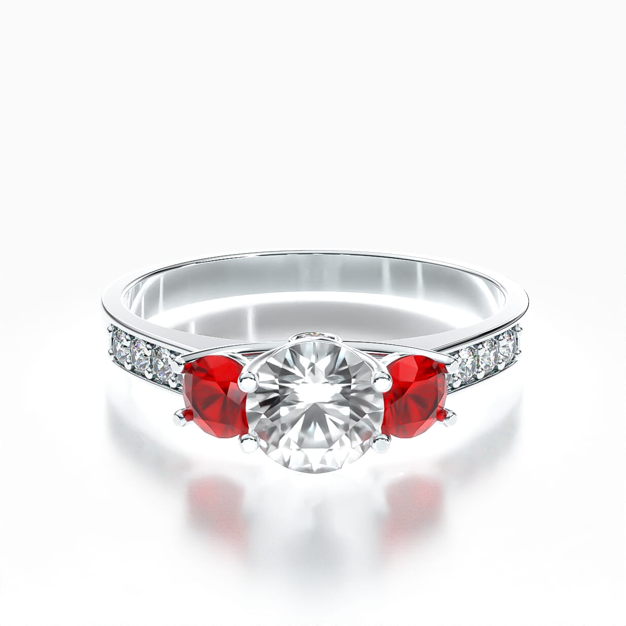 Pierścionek zaręczynowy Dream: białe złoto, biały szafir 0,5 ct