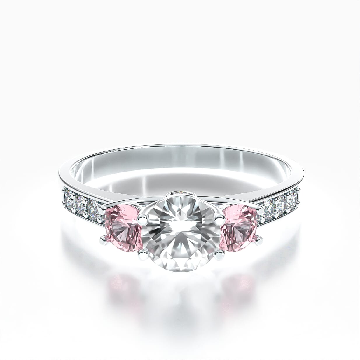 Verlobungsring Dream: Weißgold, Weißer Saphir