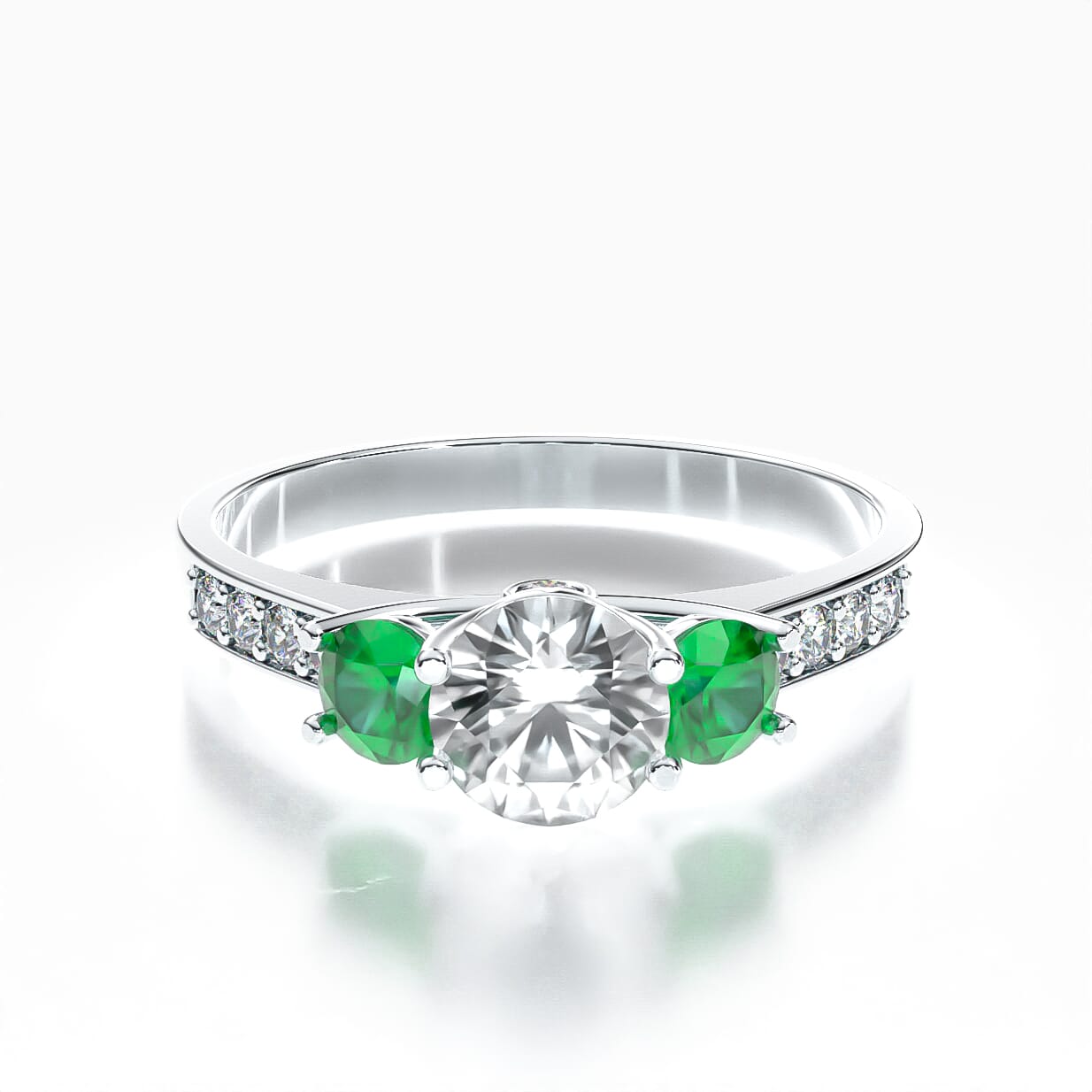 Verlobungsring Dream: Weißgold, Weißer Saphir