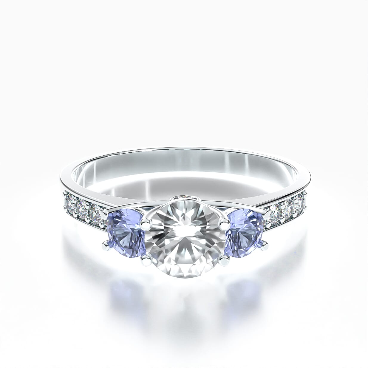 Pierścionek zaręczynowy Dream: białe złoto, biały szafir