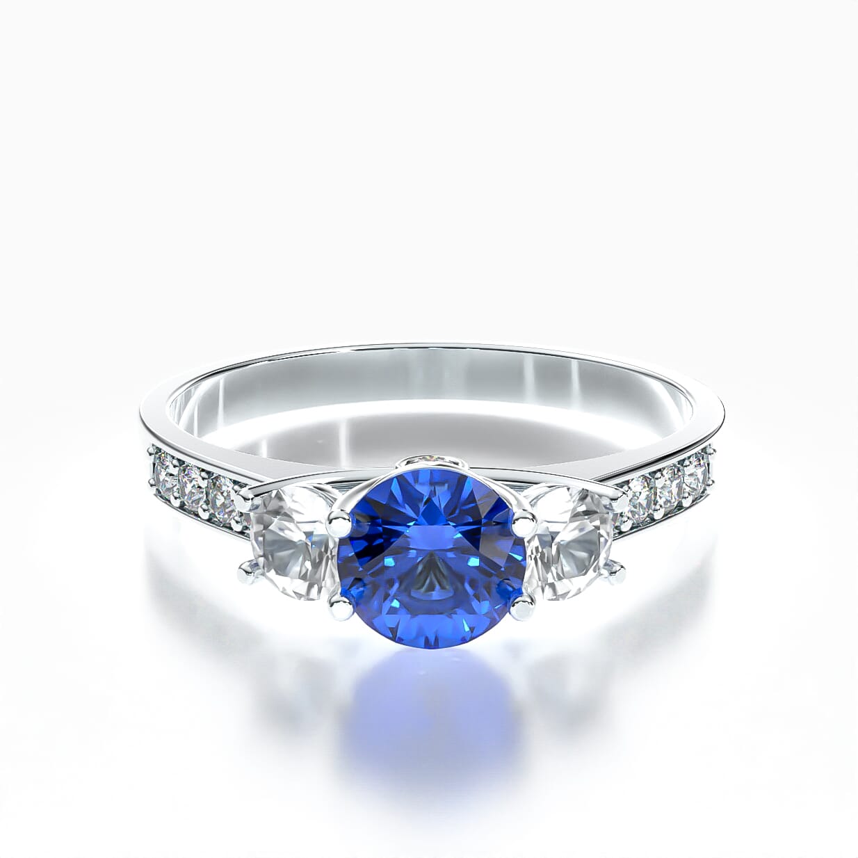 Pierścionek zaręczynowy Dream: białe złoto, niebieski szafir