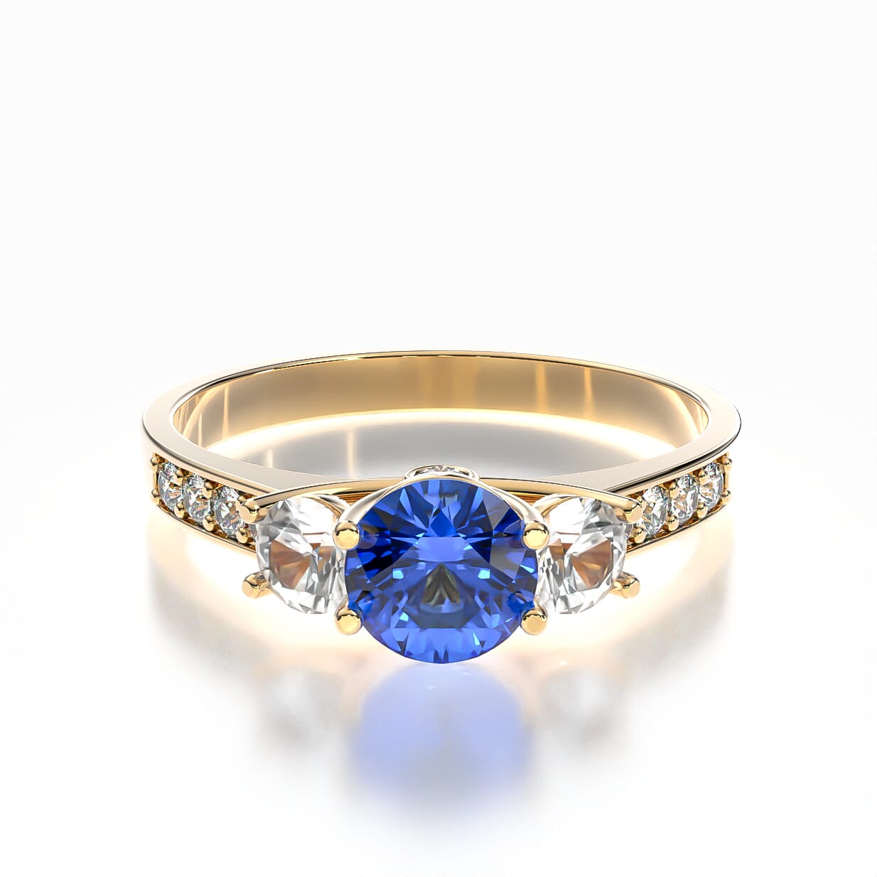 Pierścionek zaręczynowy Dream: złoty, niebieski szafir