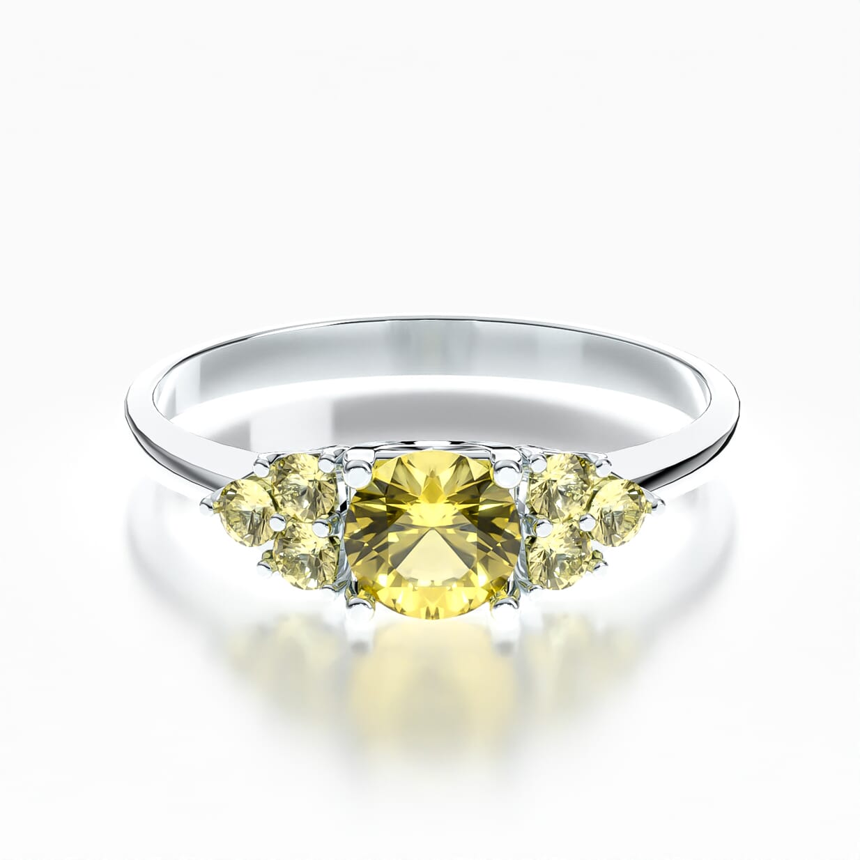 Pierścionek zaręczynowy Fairytale: białe złoto, żółty szafir