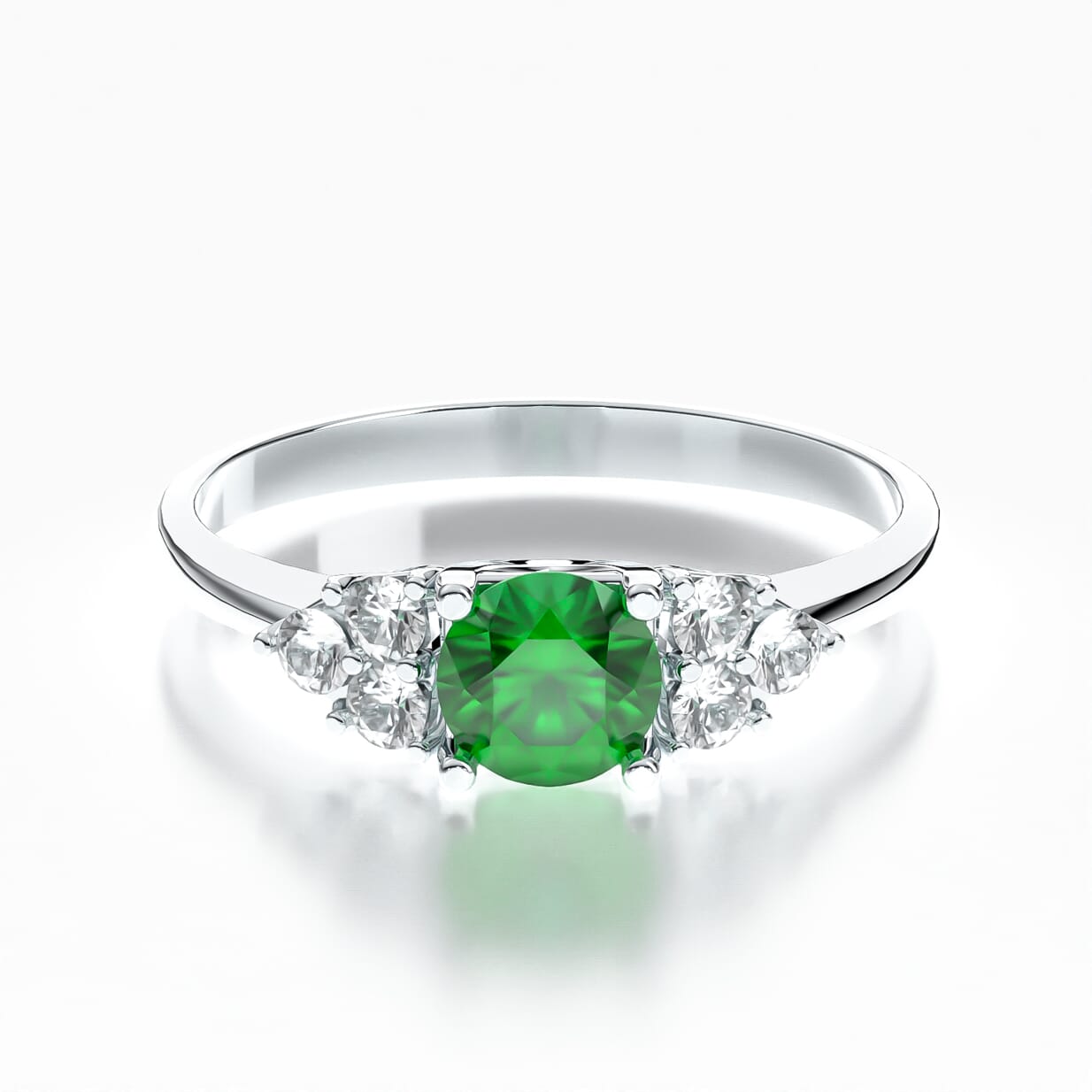 Verlobungsring Fairytale: Weißgold, Smaragd
