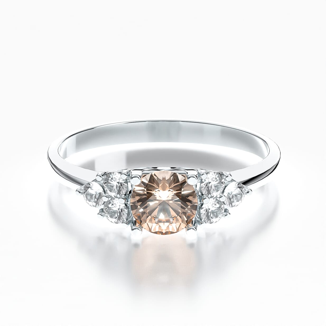 Fairytale Collection | Side-Stone Engagement Ring: white gold, morganite
