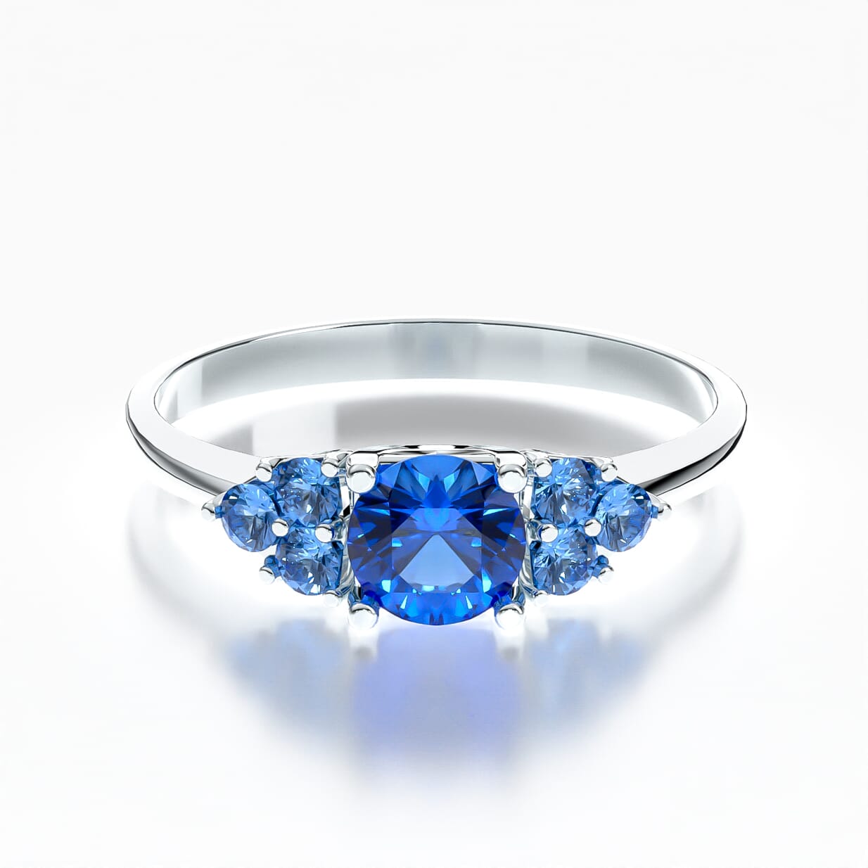 Pierścionek zaręczynowy Fairytale: białe złoto, niebieski szafir