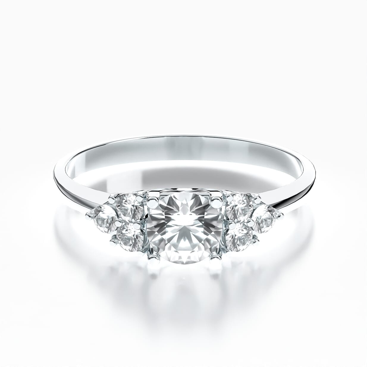 Pierścionek zaręczynowy Fairytale: białe złoto, biały szafir