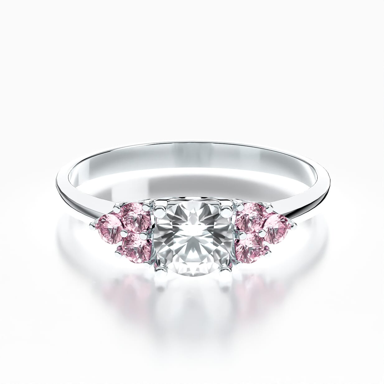 Pierścionek zaręczynowy Fairytale: białe złoto, biały szafir