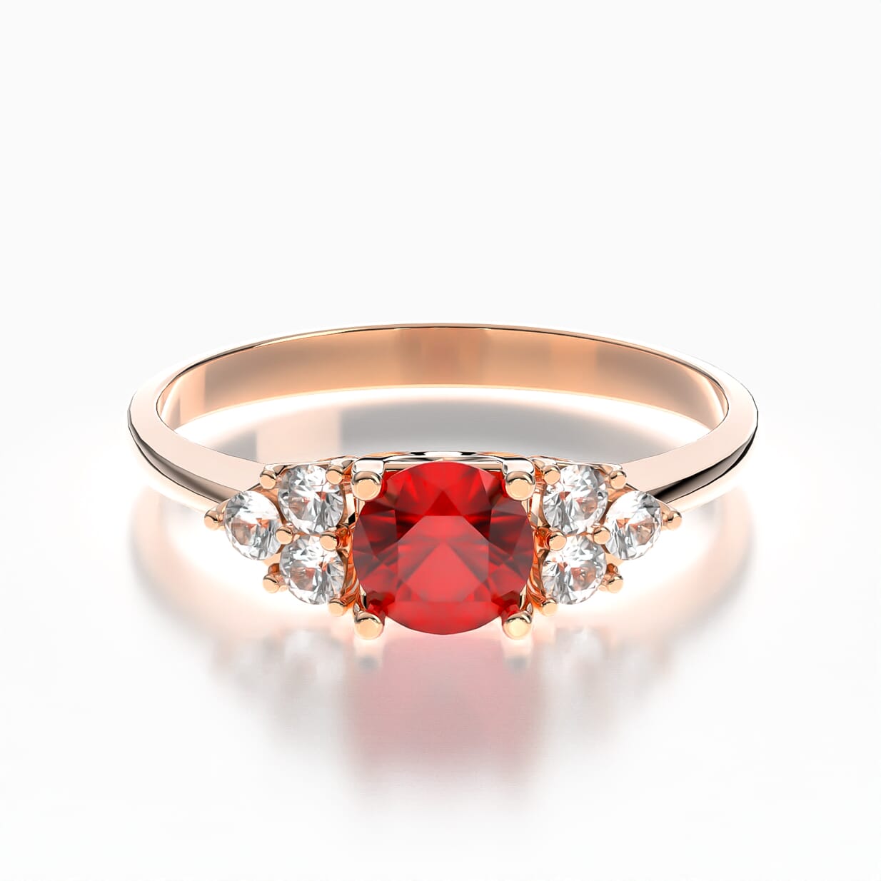Pierścionek zaręczynowy Fairytale: różowe złoto, rubin