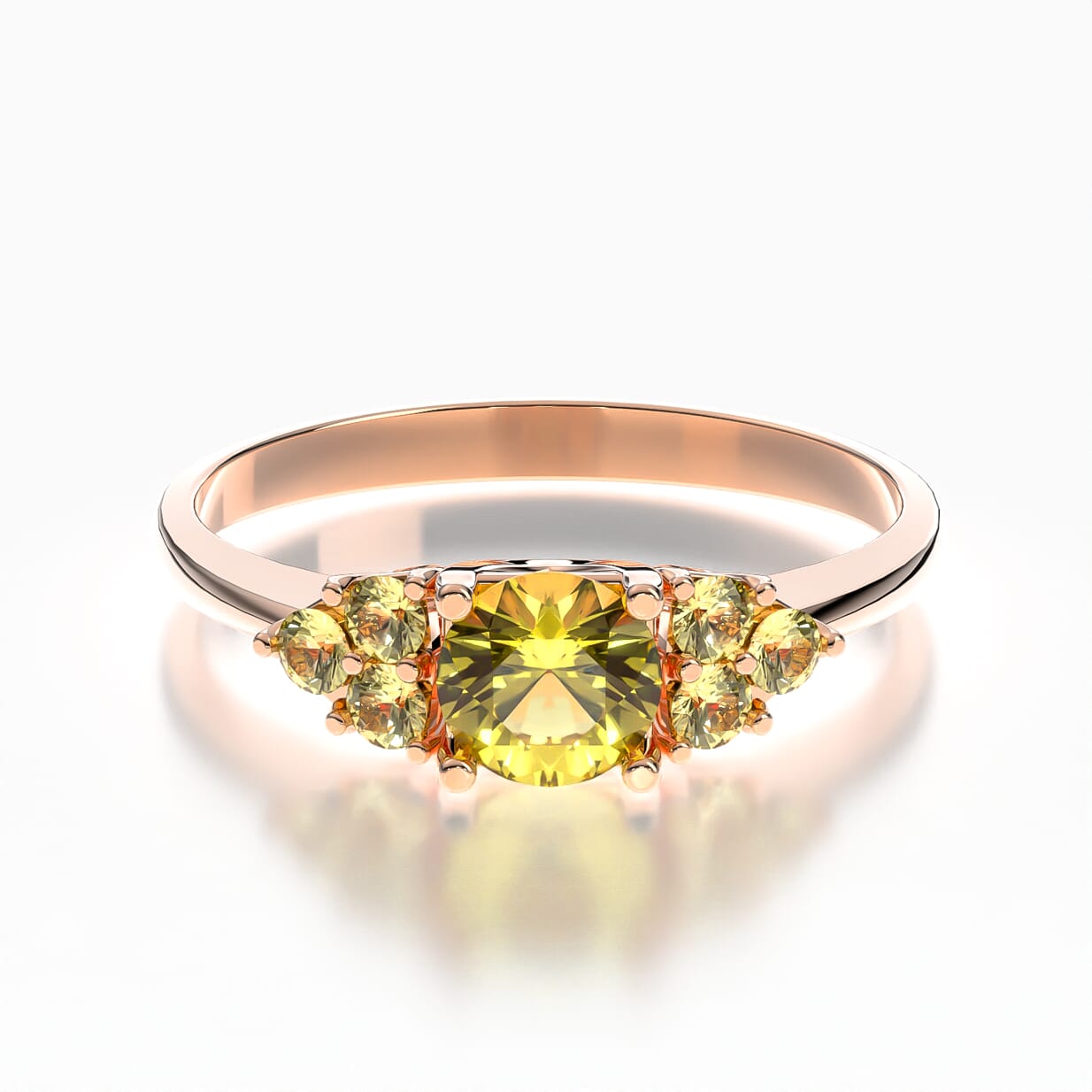 Pierścionek zaręczynowy Fairytale: różowe złoto, żółty szafir