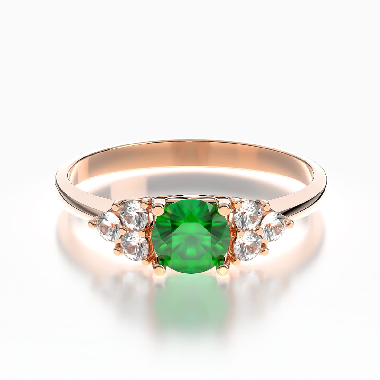 Pierścionek zaręczynowy Fairytale: różowe złoto, szmaragd