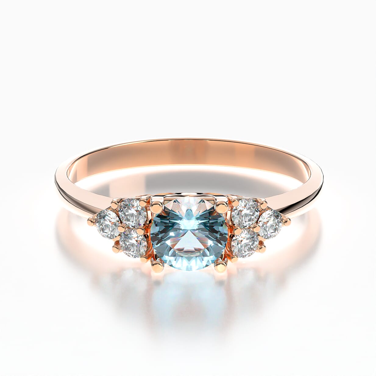 Fairytale Collection | Side-Stone Engagement Ring: rose gold, white sapphire