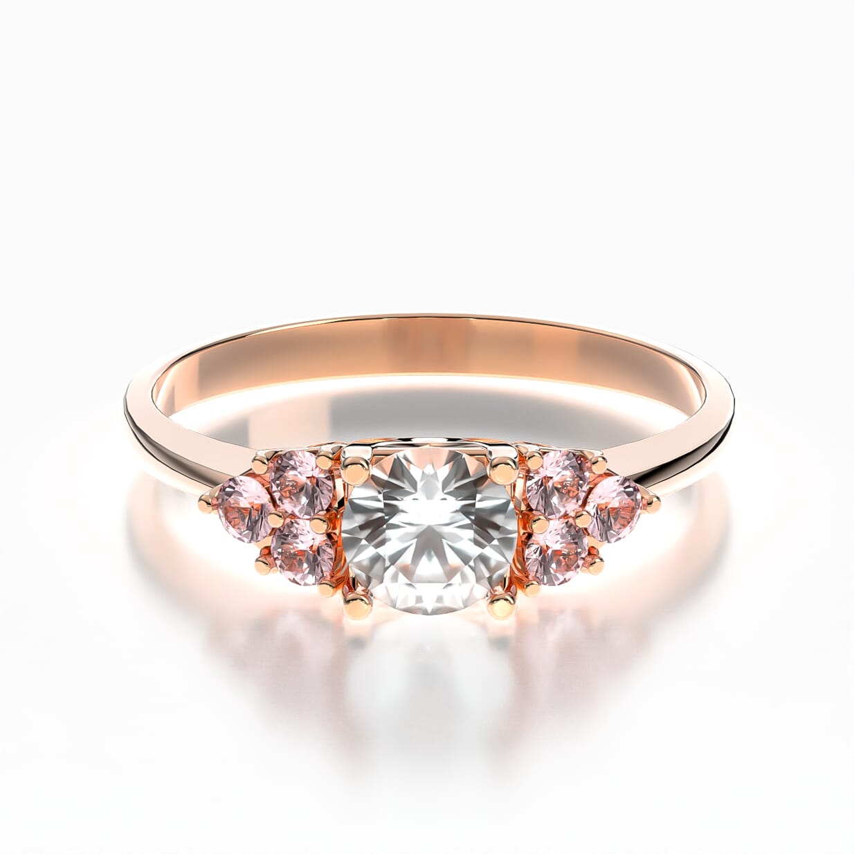 Pierścionek zaręczynowy Fairytale: różowe złoto, biały szafir