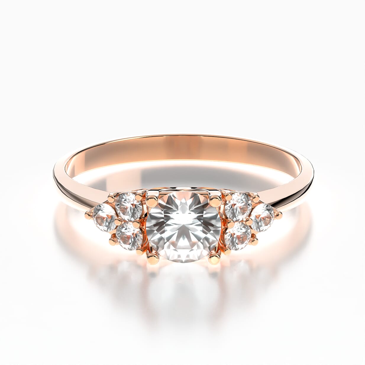 Pierścionek zaręczynowy Fairytale: różowe złoto, biały szafir