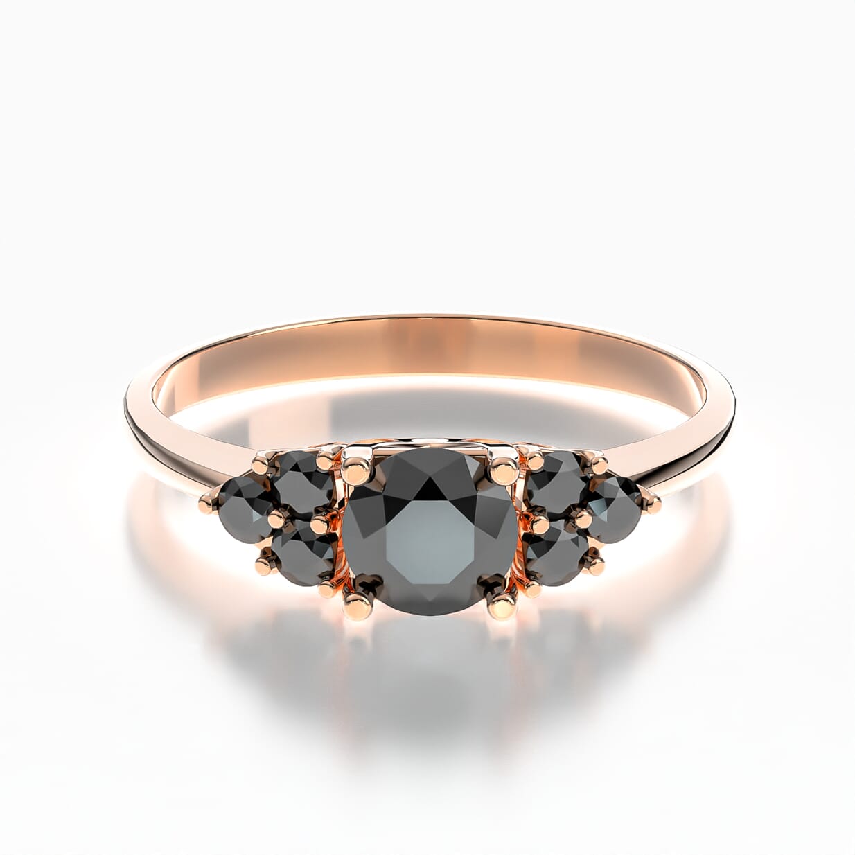 Pierścionek zaręczynowy Fairytale: różowe złoto, czarny diament