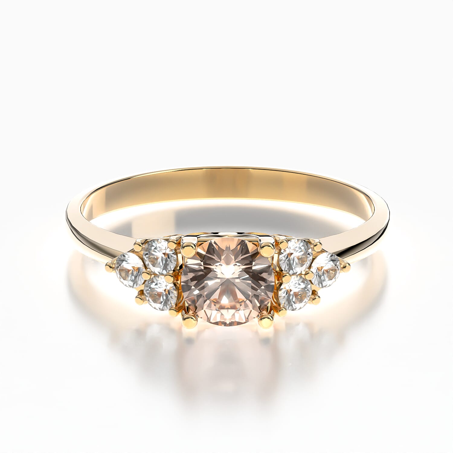 Fairytale Collection | Side-Stone Engagement Ring: gold, morganite