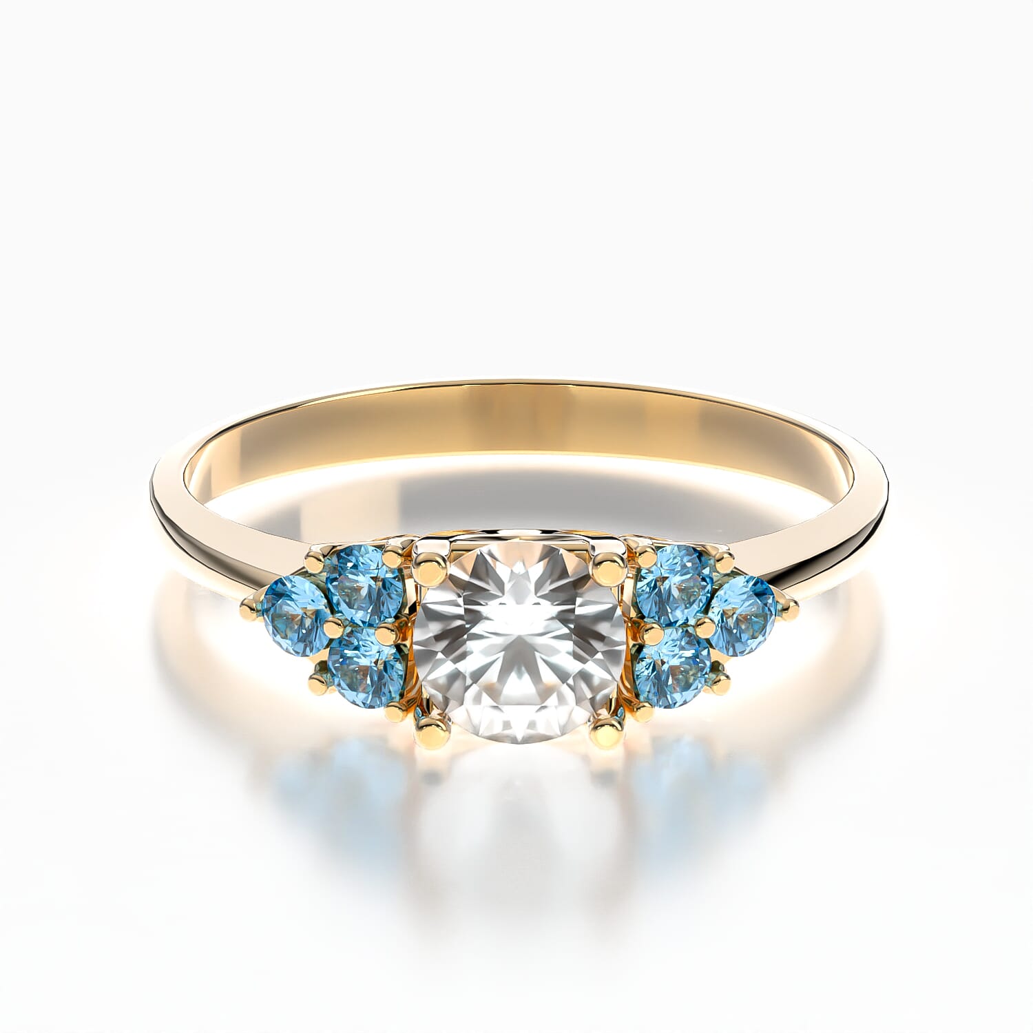 Pierścionek zaręczynowy Fairytale: złoty, biały szafir