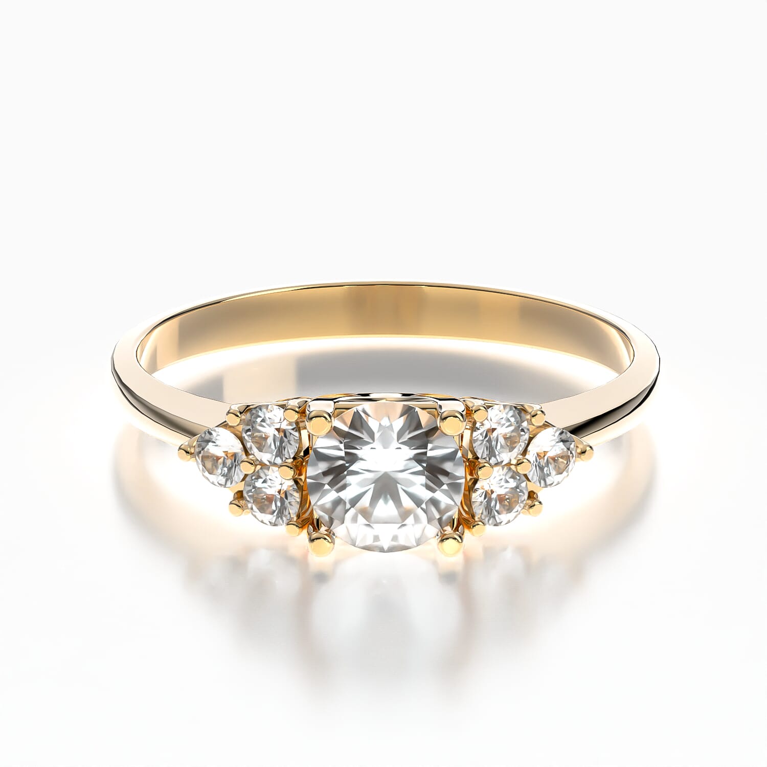 Pierścionek zaręczynowy Fairytale: złoty, biały szafir