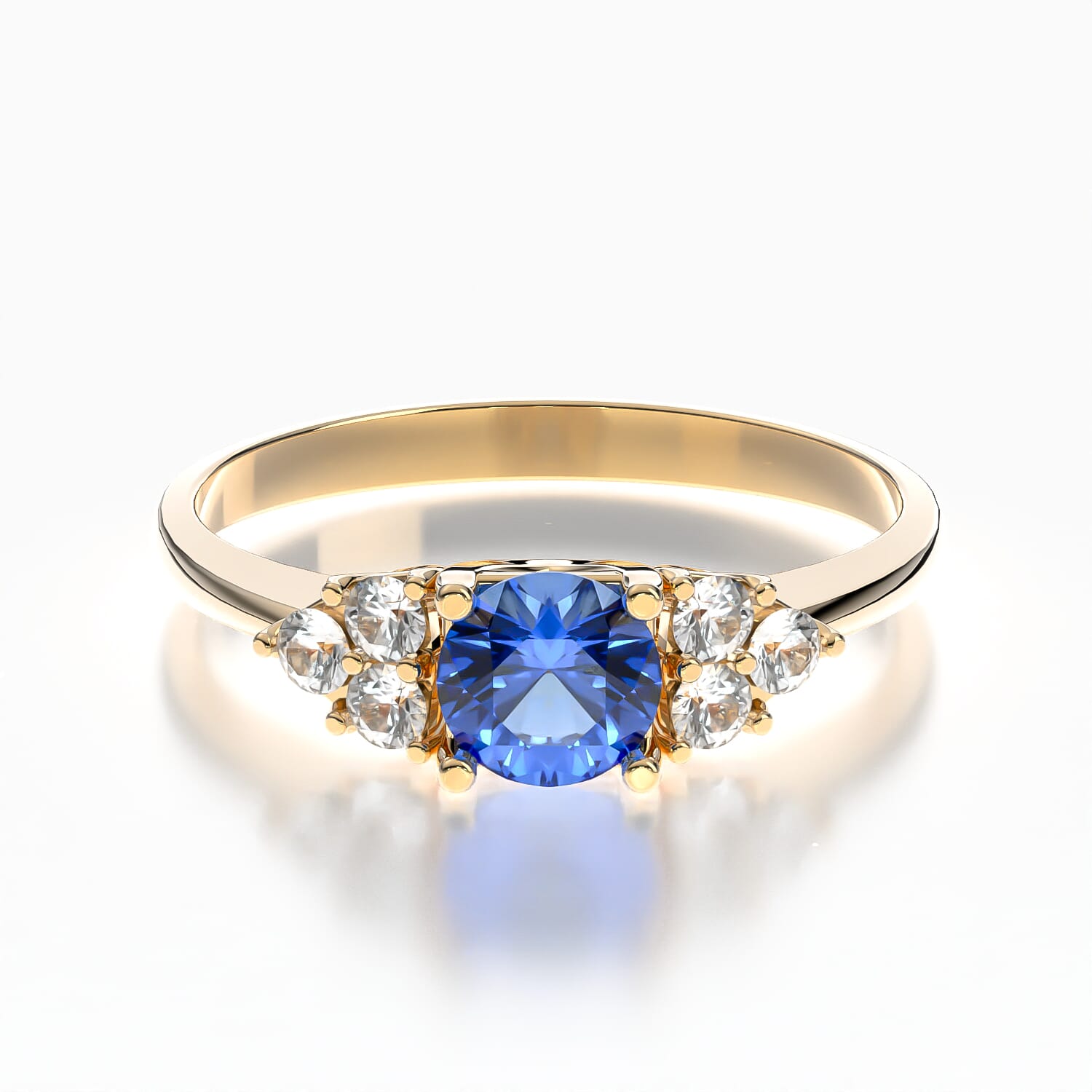 Pierścionek zaręczynowy Fairytale: złoty, niebieski szafir