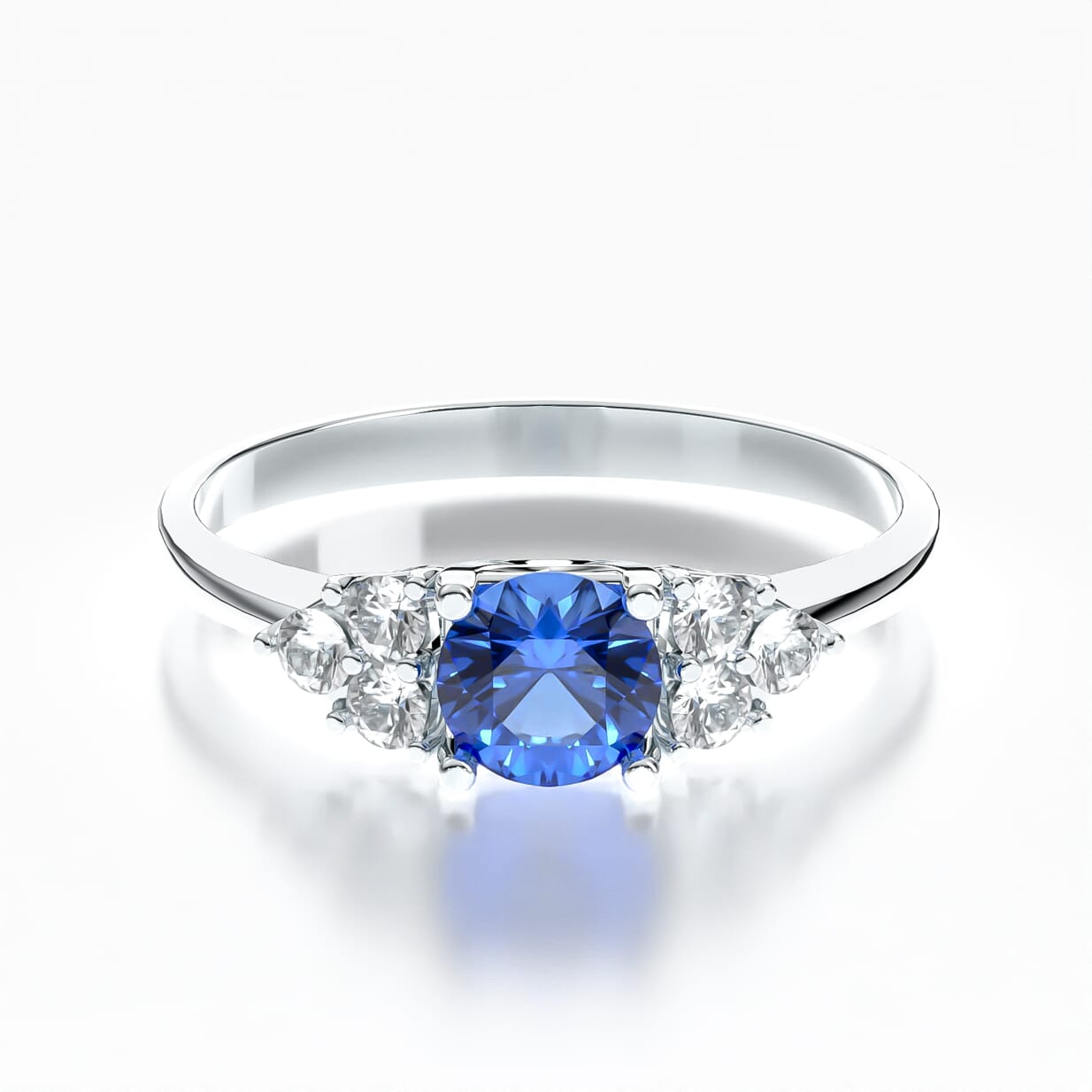 Pierścionek zaręczynowy Fairytale: białe złoto, niebieski szafir