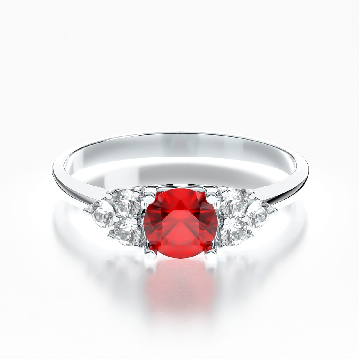Pierścionek zaręczynowy Fairytale: białe złoto, rubin