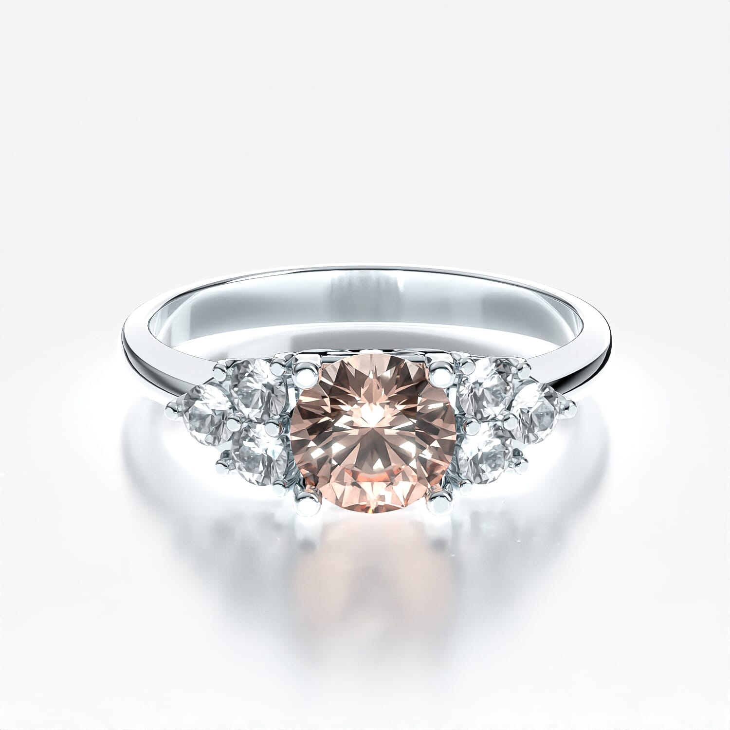 Fairytale Collection | Side-Stone Engagement Ring: white gold, morganite
