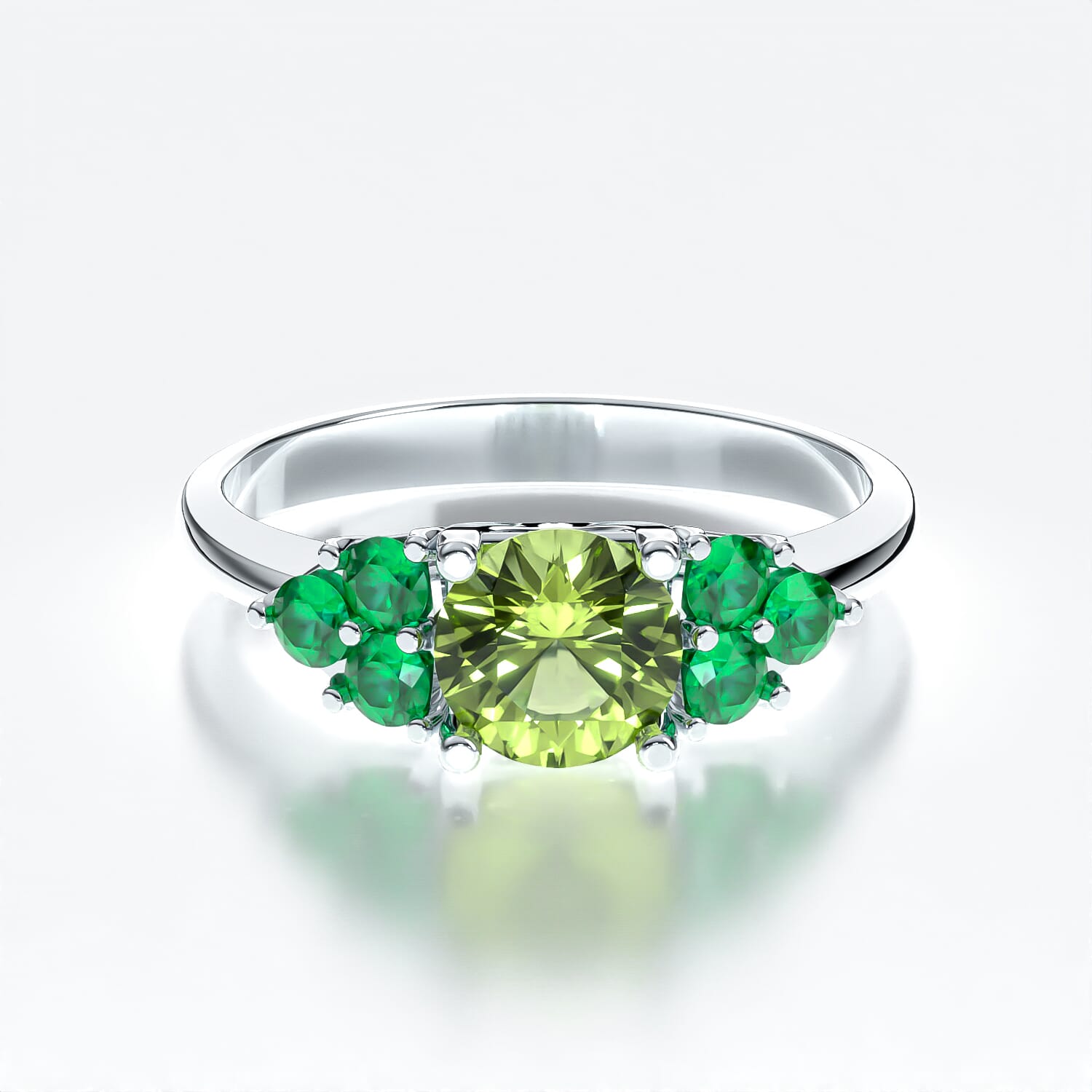 Pierścionek zaręczynowy Fairytale: białe złoto, oliwin