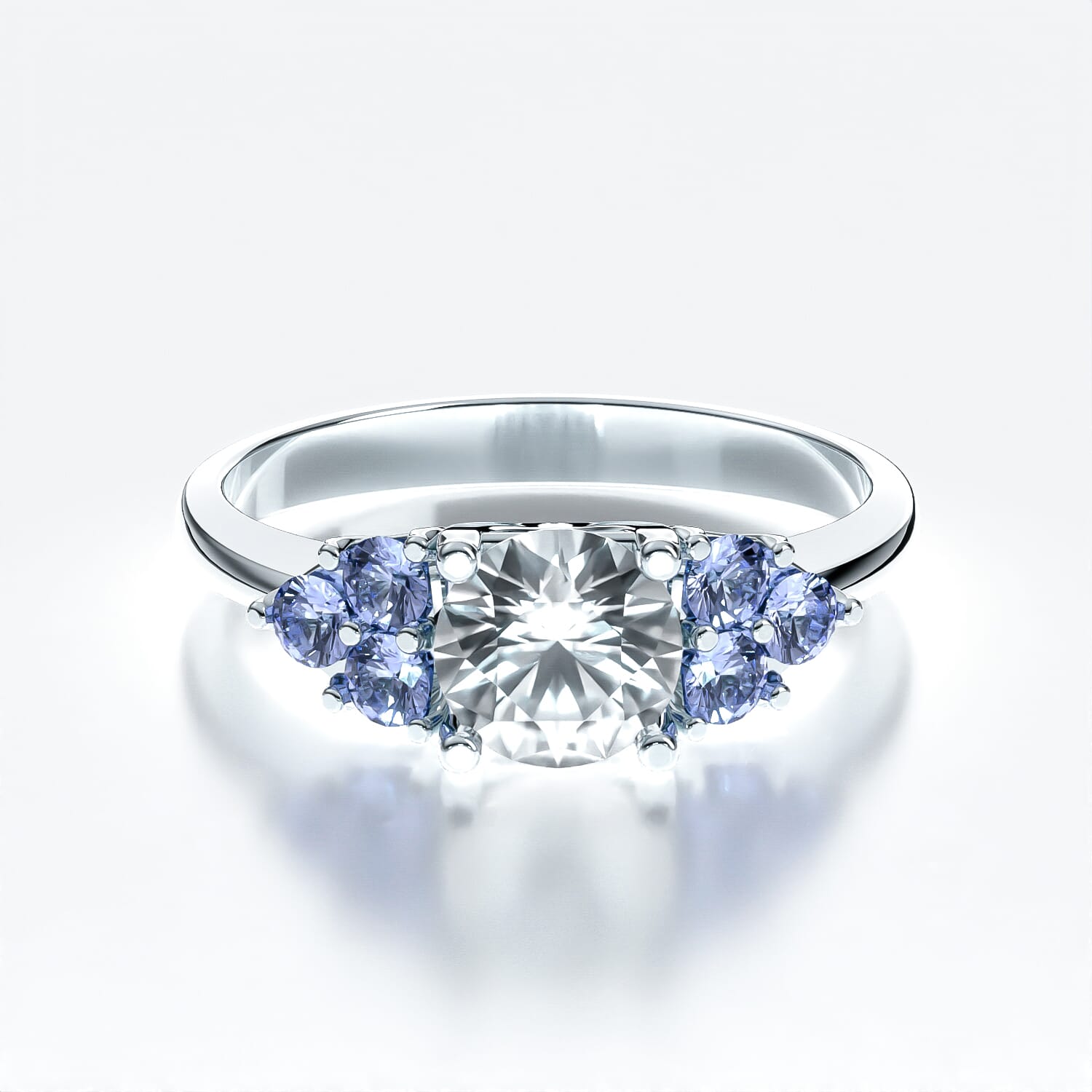 Pierścionek zaręczynowy Fairytale: białe złoto, biały szafir