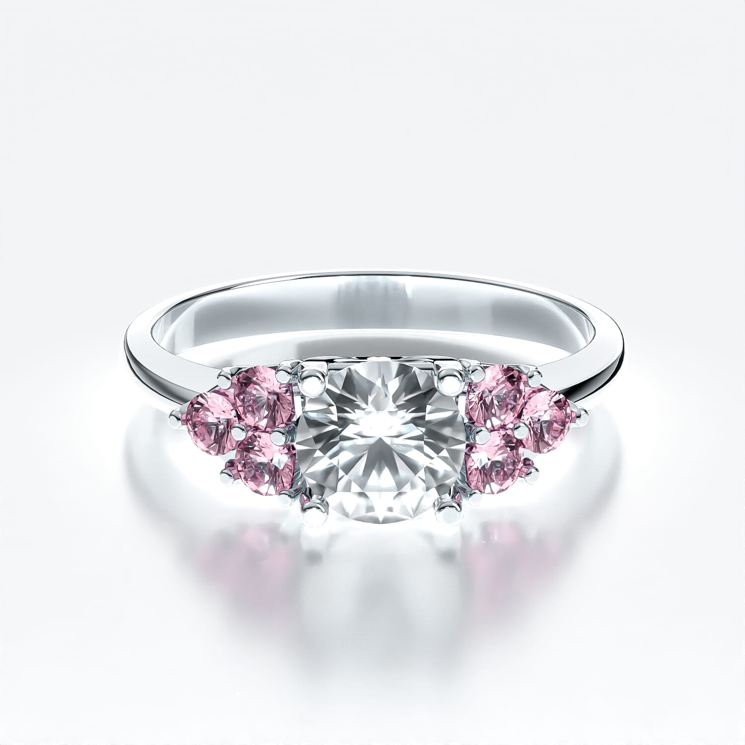 Pierścionek zaręczynowy Fairytale: białe złoto, biały szafir