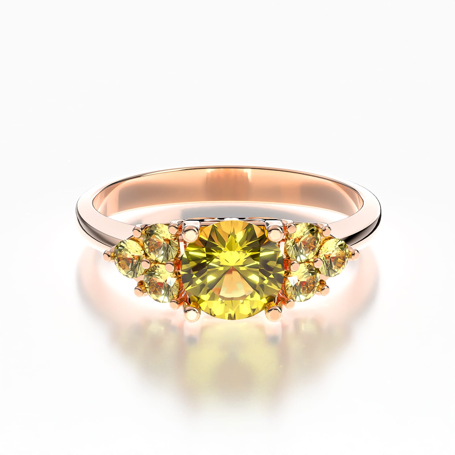 Pierścionek zaręczynowy Fairytale: różowe złoto, żółty szafir