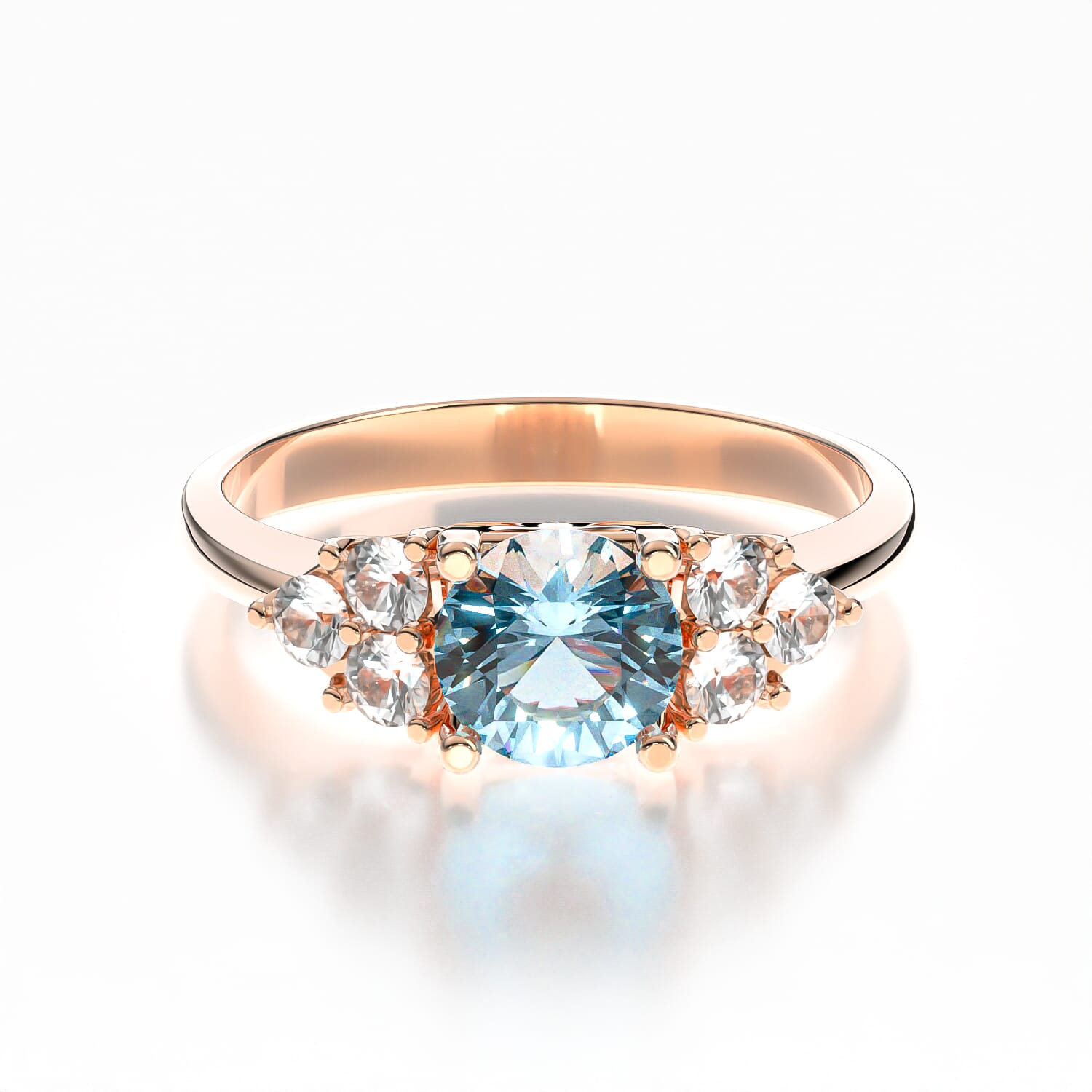 Fairytale Collection | Side-Stone Engagement Ring: rose gold, white sapphire