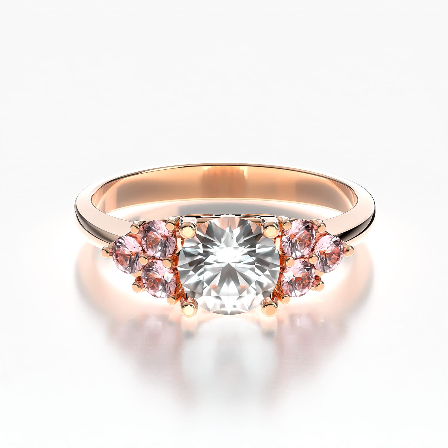 Pierścionek zaręczynowy Fairytale: różowe złoto, biały szafir