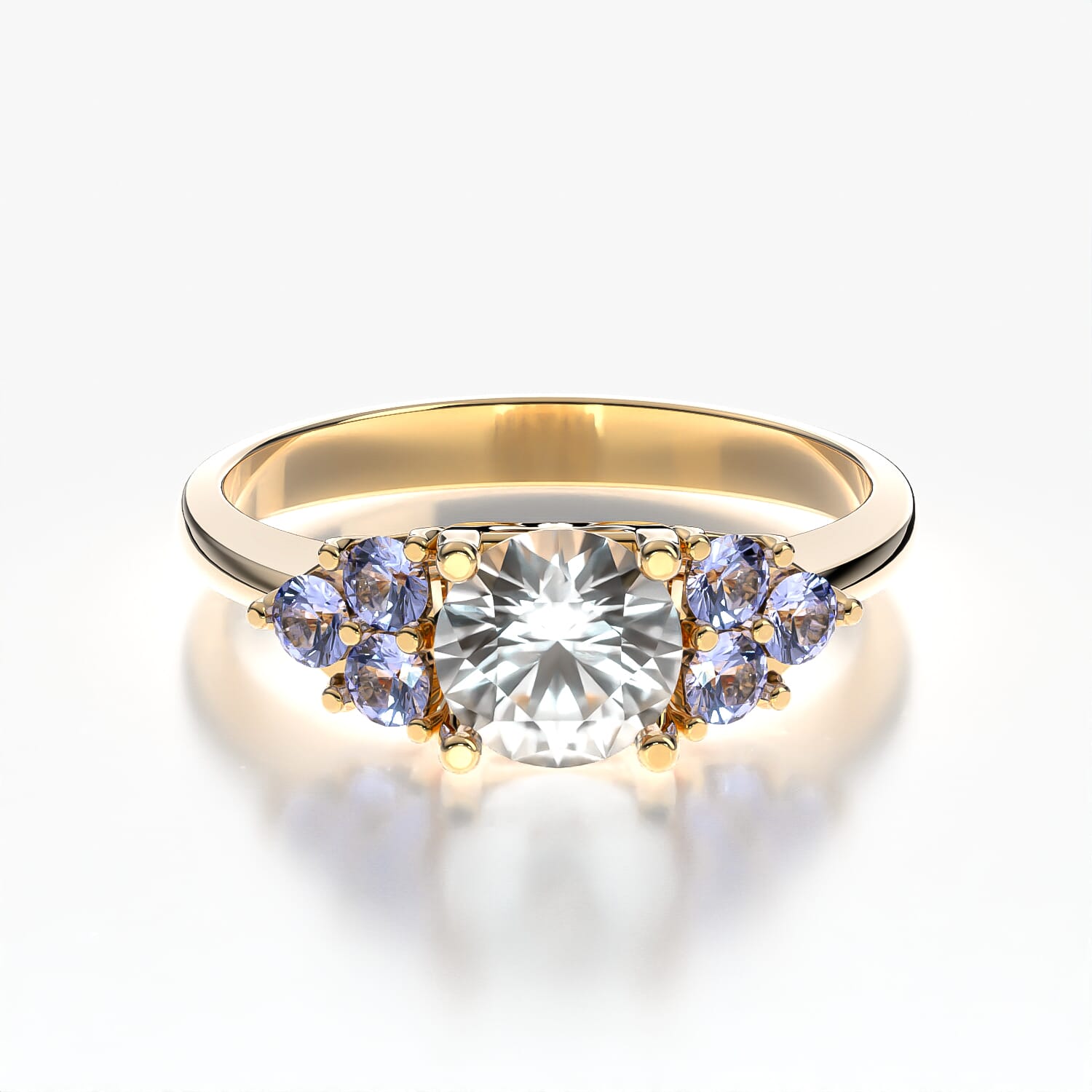 Pierścionek zaręczynowy Fairytale: złoty, biały szafir