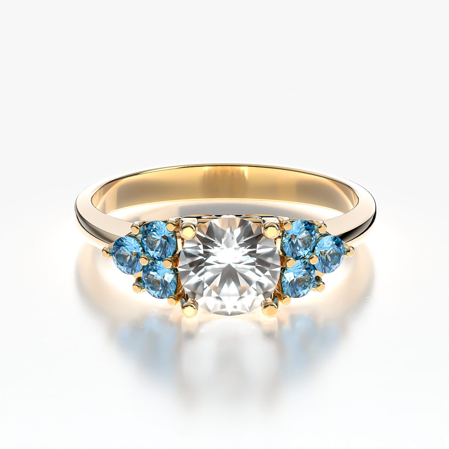 Pierścionek zaręczynowy Fairytale: złoty, biały szafir