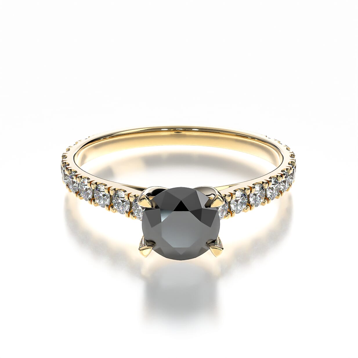 Pierścionek zaręczynowy Share Your Love: złoty, czarny diament